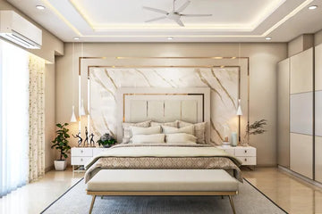Classic Spacious Master Bedroom Design With Beige Interiors
